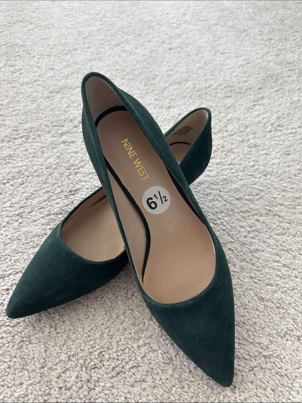 Nine West Dark Green Pointed Toe Flats